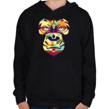 PRINTFASHION Gorilla art - Gyerek kapucnis pulóver - Fekete gyerek pulóver, kardigán