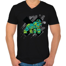 PRINTFASHION Gorilla Faces - Férfi V-nyakú póló - Fekete férfi póló