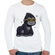 PRINTFASHION gorilla - Férfi hosszú ujjú póló - Fehér férfi póló