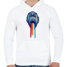 PRINTFASHION Gorilla - Férfi kapucnis pulóver - Fehér férfi pulóver, kardigán