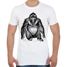 PRINTFASHION Gorilla - Férfi póló - Fehér férfi póló