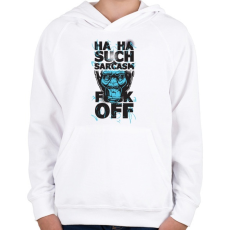 PRINTFASHION Gorilla - fuck off - Gyerek kapucnis pulóver - Fehér
