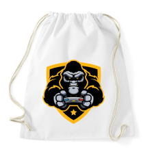 PRINTFASHION Gorilla Gamer - Sportzsák, Tornazsák - Fehér tornazsák