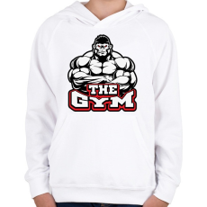 PRINTFASHION Gorilla GYM - Gyerek kapucnis pulóver - Fehér