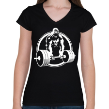 PRINTFASHION Gorilla gym - Női V-nyakú póló - Fekete női póló