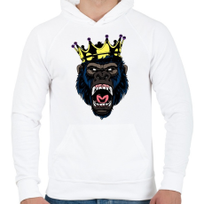 PRINTFASHION Gorilla king - Férfi kapucnis pulóver - Fehér