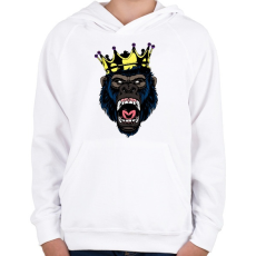 PRINTFASHION Gorilla king - Gyerek kapucnis pulóver - Fehér