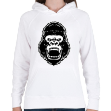 PRINTFASHION Gorilla - Női kapucnis pulóver - Fehér női pulóver, kardigán