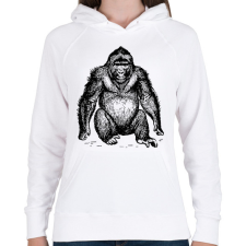 PRINTFASHION Gorilla - Női kapucnis pulóver - Fehér női pulóver, kardigán