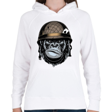 PRINTFASHION Gorilla Soldier - Női kapucnis pulóver - Fehér női pulóver, kardigán