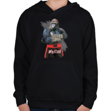 PRINTFASHION Gorilla thai box - Gyerek kapucnis pulóver - Fekete gyerek pulóver, kardigán
