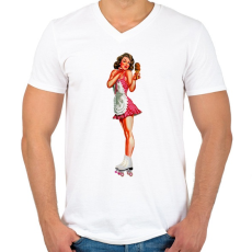 PRINTFASHION Görkorcsolya - Férfi V-nyakú póló - Fehér
