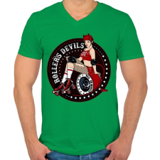 PRINTFASHION Görkorcsolyás ördögök - Férfi V-nyakú póló - Zöld férfi póló
