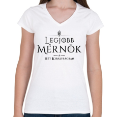 PRINTFASHION got-legjobb-mernok-black - Női V-nyakú póló - Fehér