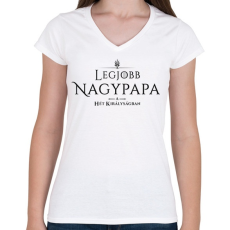 PRINTFASHION got-legjobb-nagypapa-black - Női V-nyakú póló - Fehér