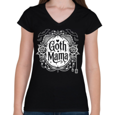 PRINTFASHION goth mama - Női V-nyakú póló - Fekete