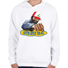 PRINTFASHION gotta catch 'em all - Gyerek kapucnis pulóver - Fehér gyerek pulóver, kardigán