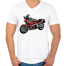 PRINTFASHION gpz - Férfi V-nyakú póló - Fehér férfi póló