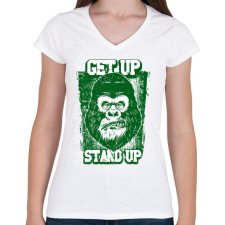PRINTFASHION Graffiti - Gorilla - Női V-nyakú póló - Fehér női póló