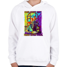 PRINTFASHION Graffiti - Macska - Gyerek kapucnis pulóver - Fehér gyerek pulóver, kardigán