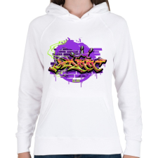 PRINTFASHION Graffiti - Női kapucnis pulóver - Fehér női pulóver, kardigán