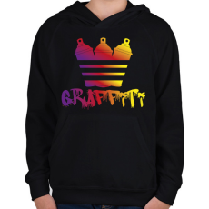 PRINTFASHION Graffiti sprac - Gyerek kapucnis pulóver - Fekete