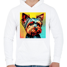 PRINTFASHION Graffiti Yorkshire terrier kutya - Férfi kapucnis pulóver - Fehér férfi pulóver, kardigán