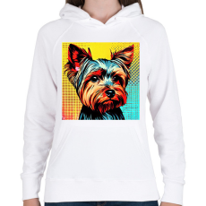 PRINTFASHION Graffiti Yorkshire terrier kutya - Női kapucnis pulóver - Fehér