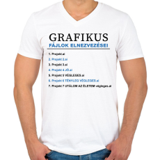 PRINTFASHION Grafikus fájlok elneveezései - Férfi V-nyakú póló - Fehér