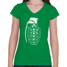 PRINTFASHION Granade - Női V-nyakú póló - Zöld