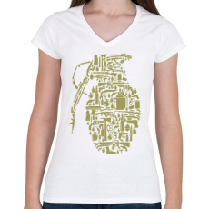 PRINTFASHION Gránát - Női V-nyakú póló - Fehér