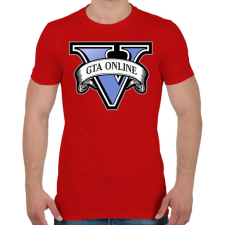 PRINTFASHION Grand theft auto V online - Férfi póló - Piros férfi póló