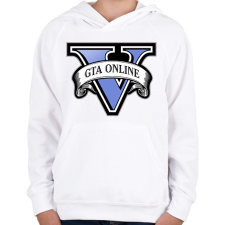 PRINTFASHION Grand theft auto V online - Gyerek kapucnis pulóver - Fehér gyerek pulóver, kardigán