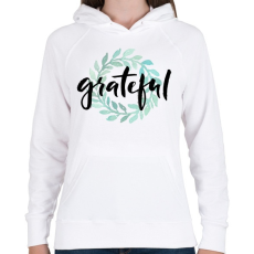 PRINTFASHION Grateful - Női kapucnis pulóver - Fehér