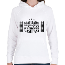 PRINTFASHION Gratulálok - Legjobb vasutas - Női kapucnis pulóver - Fehér női pulóver, kardigán