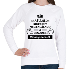 PRINTFASHION Gratulálok sikerült megtalálnod a legjobb villanyszerelőt - Női pulóver - Fehér női pulóver, kardigán