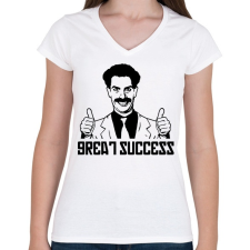 PRINTFASHION Great Success - Női V-nyakú póló - Fehér női póló