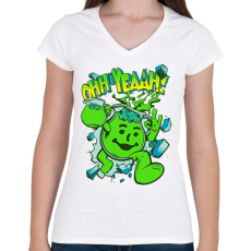 PRINTFASHION Green cup - Női V-nyakú póló - Fehér
