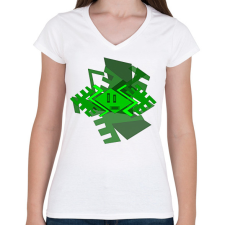 PRINTFASHION green slap-dash1 - Női V-nyakú póló - Fehér női póló