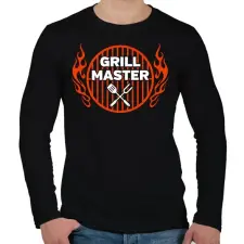 PRINTFASHION Grill Mester - Férfi hosszú ujjú póló - Fekete férfi póló