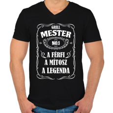 PRINTFASHION Grill mester - Férfi V-nyakú póló - Fekete