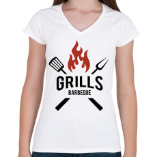 PRINTFASHION Grill - Női V-nyakú póló - Fehér