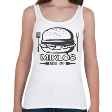 PRINTFASHION Grill time - Névvel - Női atléta - Fehér női trikó