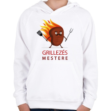 PRINTFASHION Grillezés mestere - Gyerek kapucnis pulóver - Fehér gyerek pulóver, kardigán