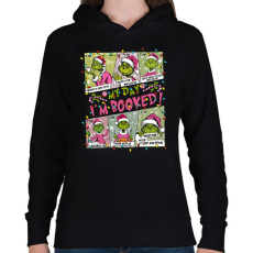 PRINTFASHION Grinch I'm Booked - Női kapucnis pulóver - Fekete