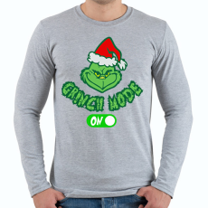 PRINTFASHION Grinch Mode On - Férfi hosszú ujjú póló - Sport szürke