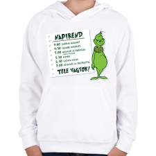 PRINTFASHION Grinch napirendje - Gyerek kapucnis pulóver - Fehér gyerek pulóver, kardigán