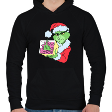 PRINTFASHION Grincs - Férfi kapucnis pulóver - Fekete férfi pulóver, kardigán