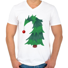 PRINTFASHION Grincsfa  - Férfi V-nyakú póló - Fehér férfi póló