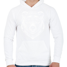 PRINTFASHION Grizzly medve - Férfi kapucnis pulóver - Fehér